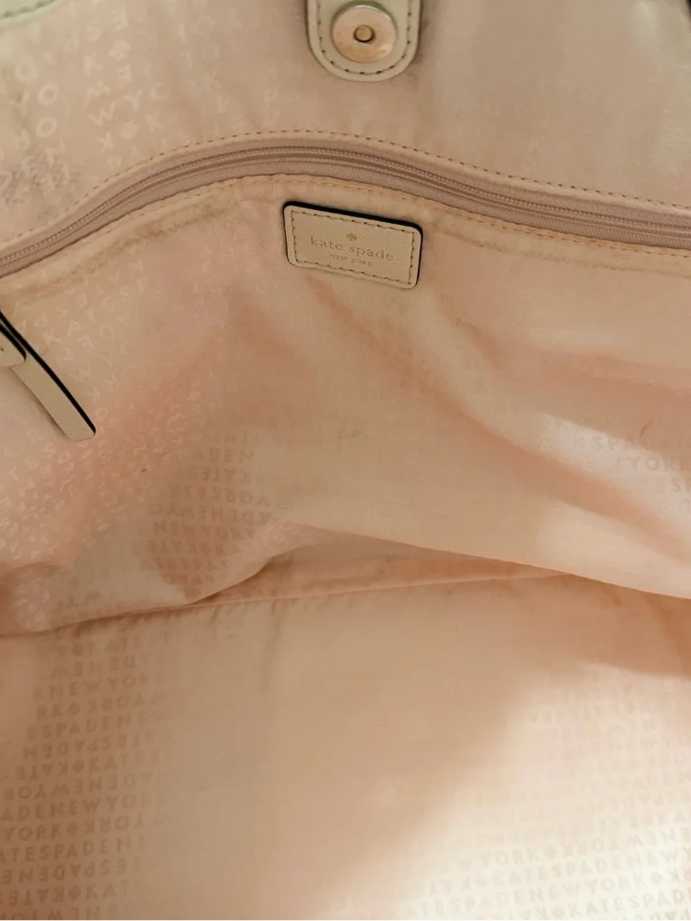 kate spade Pale Pink Leather Tote with Gold Accent